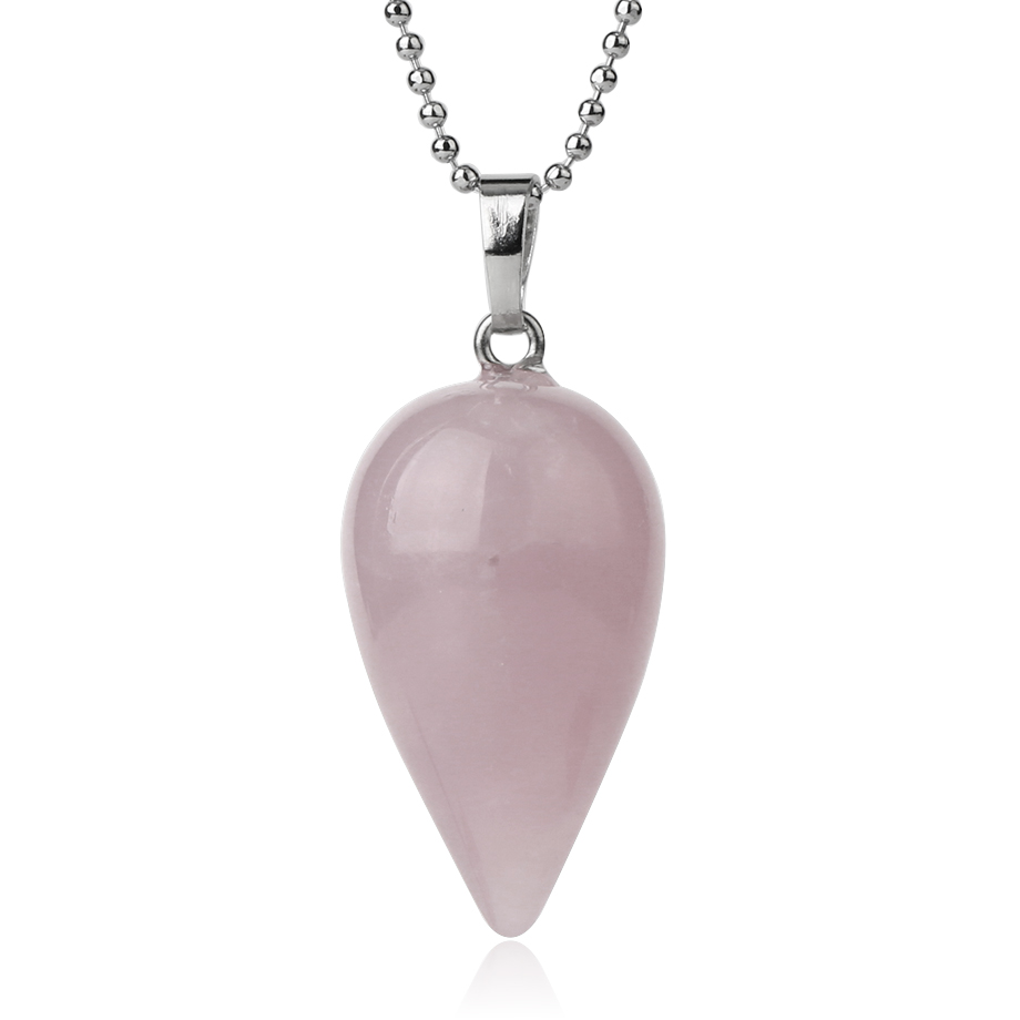 Chaîne et son Pendentif Guérison en Quartz rose "Amour & Confiance en soi" - Larme