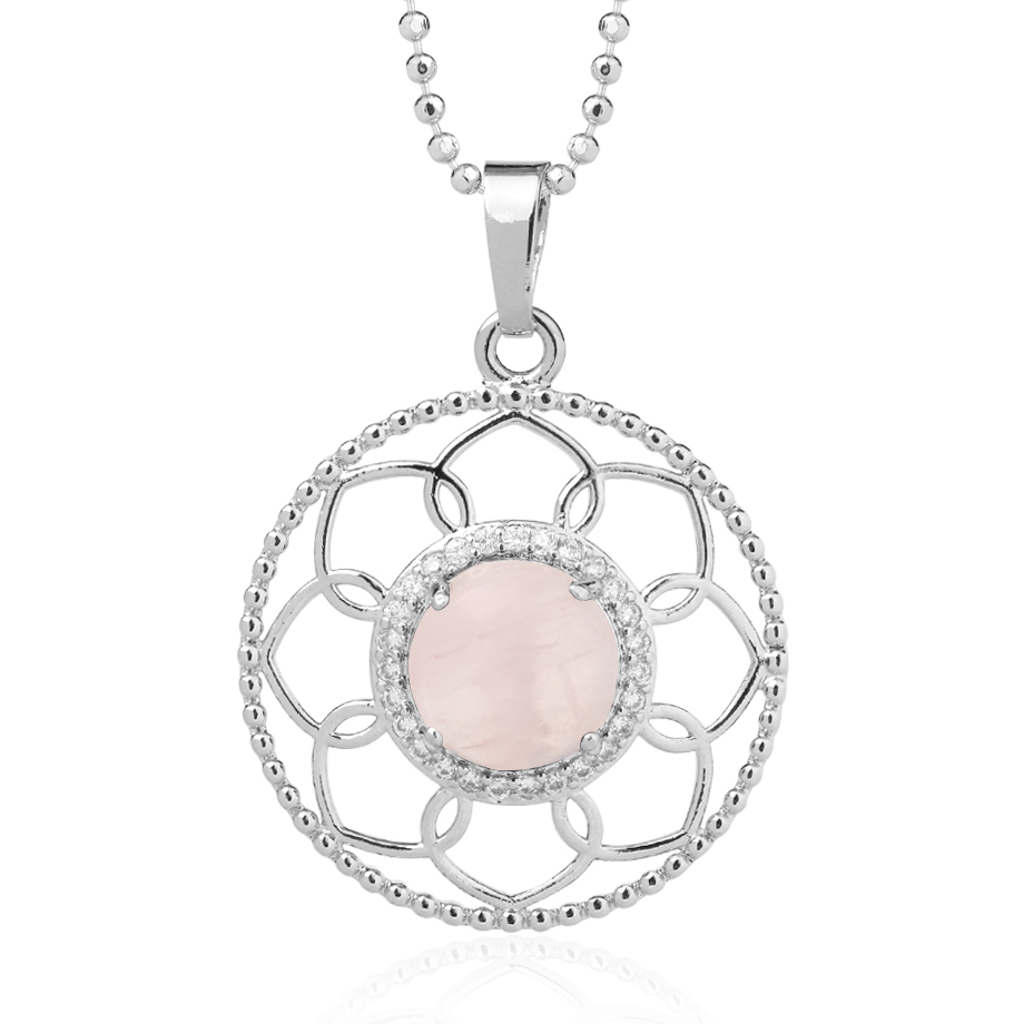 Chaîne et son Pendentif Reiki en Quartz rose "Amour & Confiance en soi"