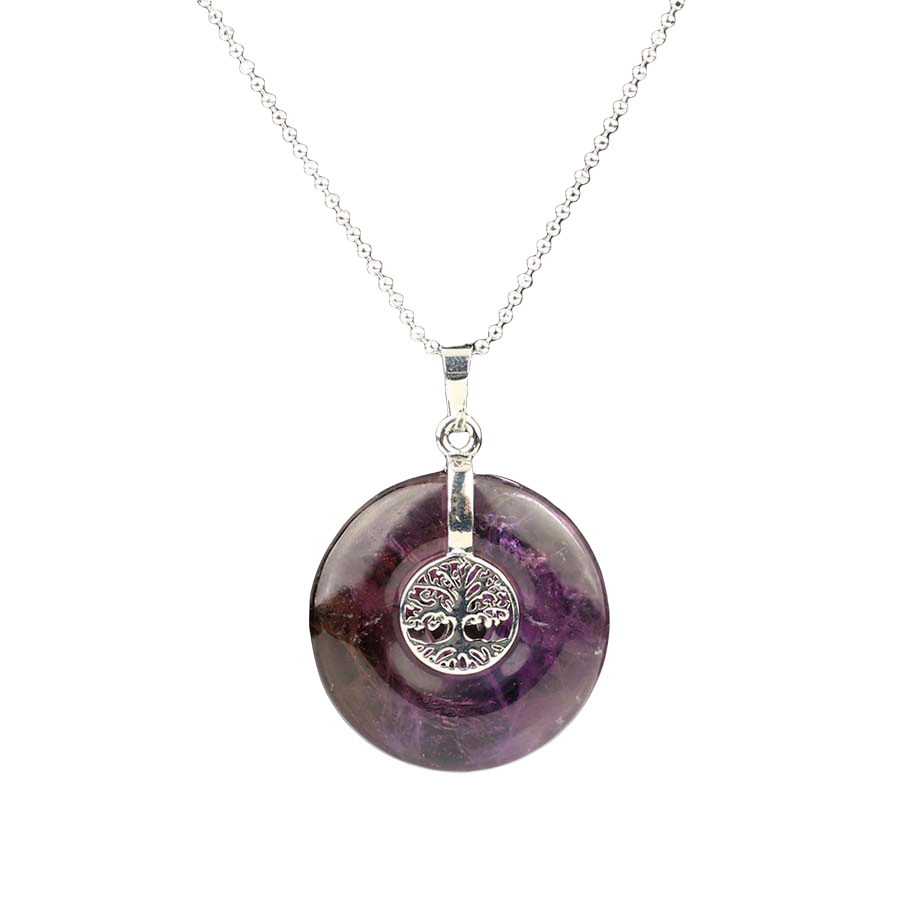 Chaîne et son Pendentif Reiki en Améthyste "Force & Sagesse" - Arbre de vie