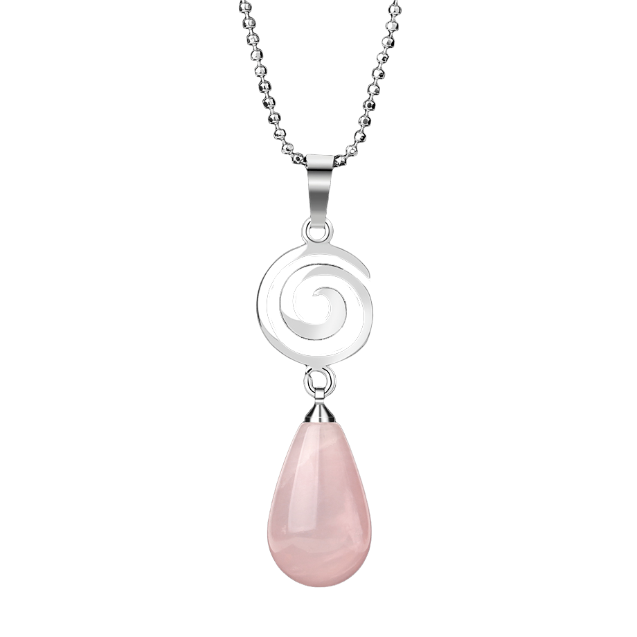 Chaîne et son Pendentif en Quartz rose "Amour & Confiance en soi" - Goutte