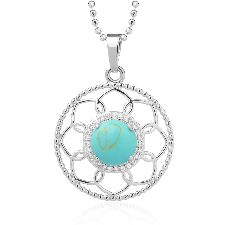 Chaîne et son Pendentif Reiki en Turquoise "Stabilité & Empathie"