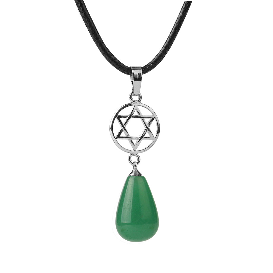 Cordon et son Pendentif Guérison en Aventurine verte "Développement & Épanouissement" - Goutte Étoilé