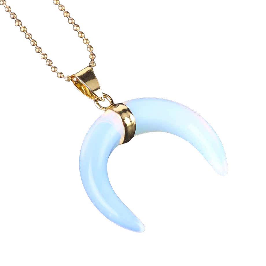 Chaîne et son Pendentif Reiki en Opale "Créativité & Spontanéité" - Croissant de lune