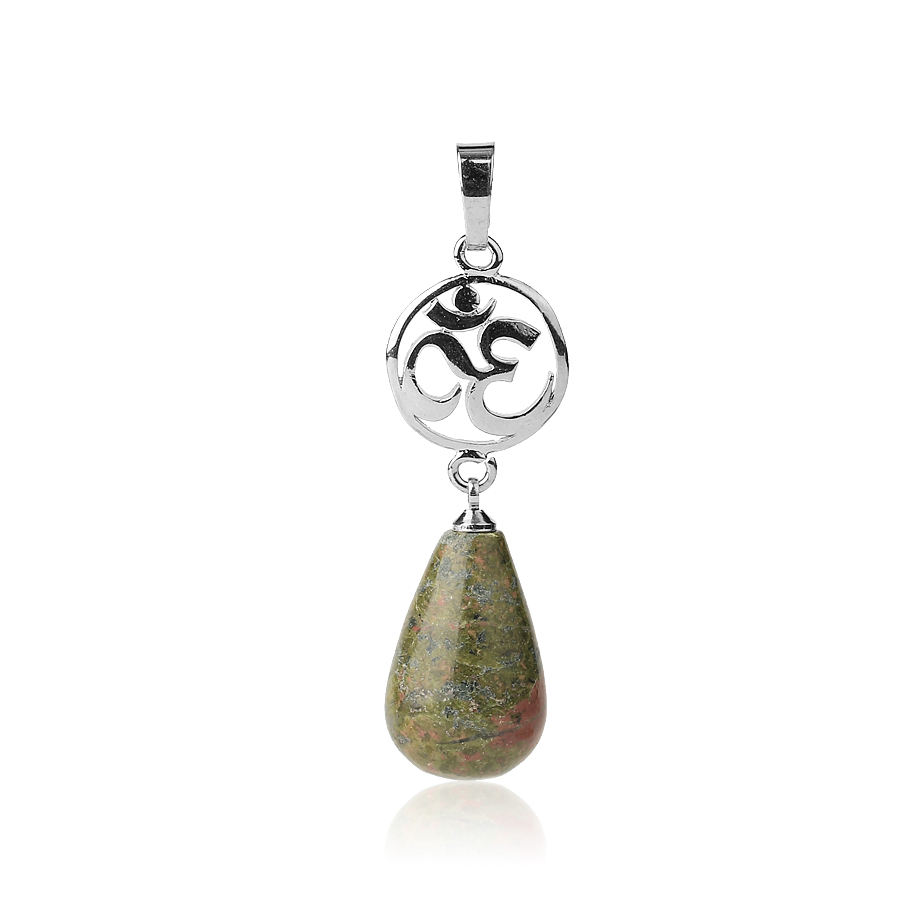 Pendentif en Unakite "Confiance & Sagesse" - Goutte & Om