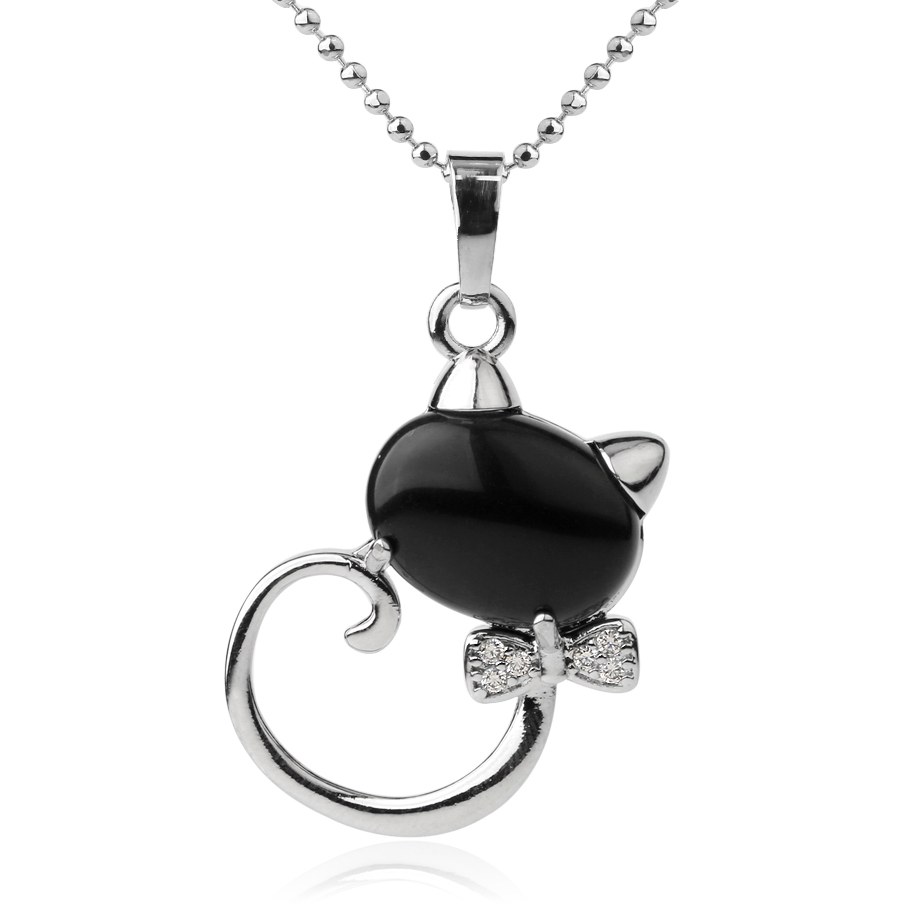 Chaîne et son Pendentif en Onyx "Stabilité & Maîtrise de soi" - Chat