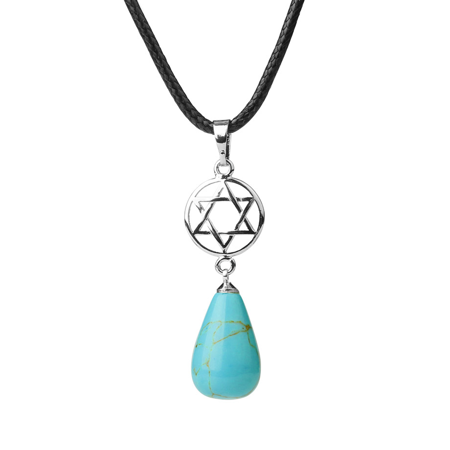 Cordon et son Pendentif Guérison en Turquoise "Stabilité & Empathie" - Goutte Étoilé