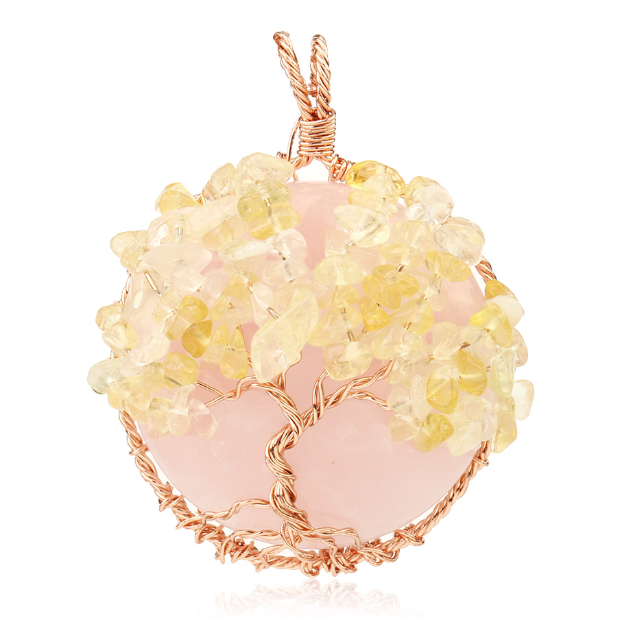 Pendentif Guérison en Quartz rose "Amour & Confiance en soi" - Arbre de vie