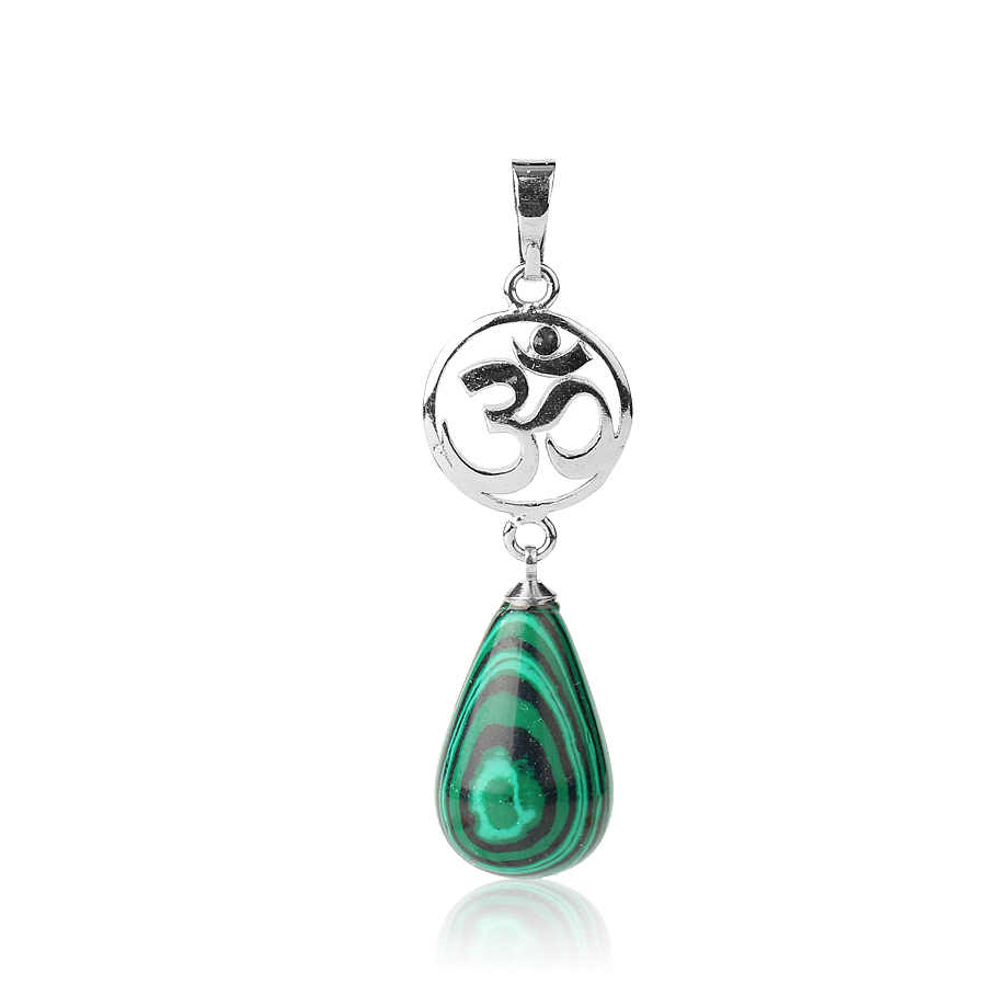 Pendentif en Malachite "Protection & Clairvoyance" - Goutte & Om