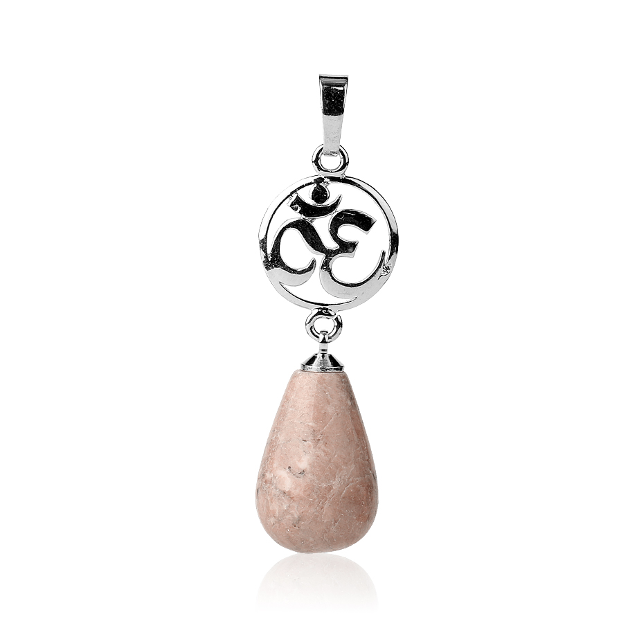 Pendentif en Rhodonite "Amour & Bienveillance" - Goutte & Om