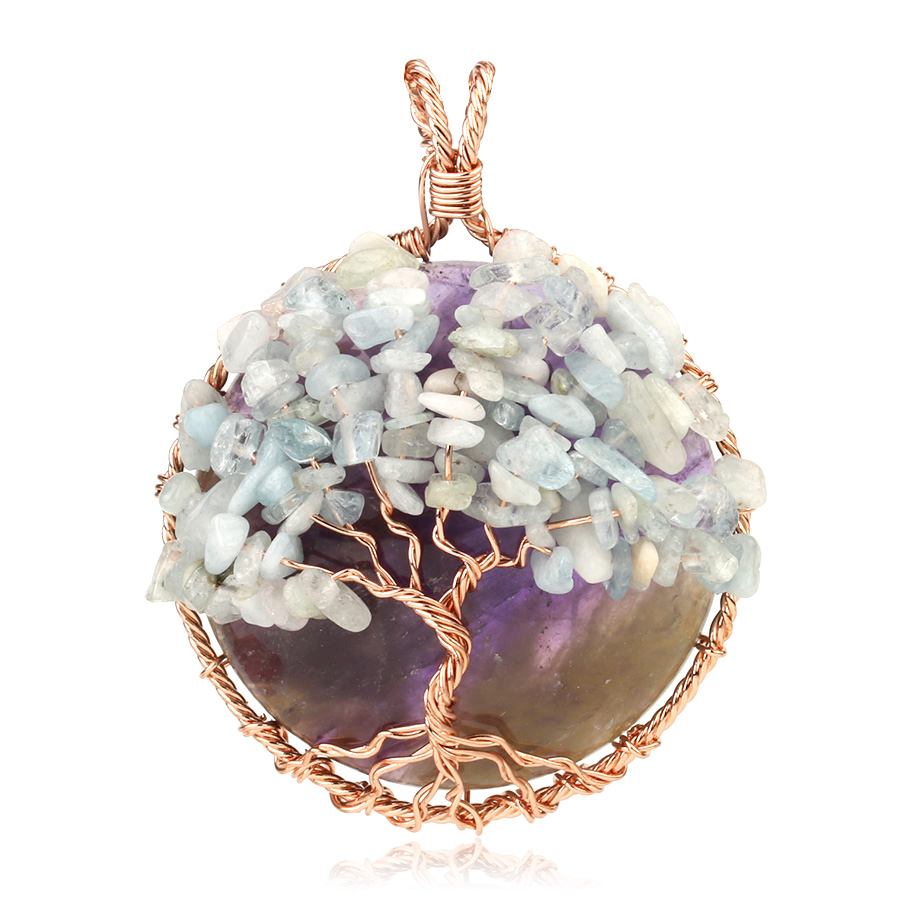 Pendentif Guérison en Améthyste "Force & Sagesse" - Arbre de vie