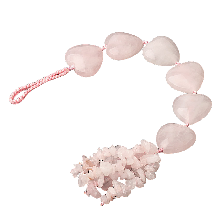 Charme Porte Bonheur en Quartz rose "Amour & Confiance en soi" - Coeur