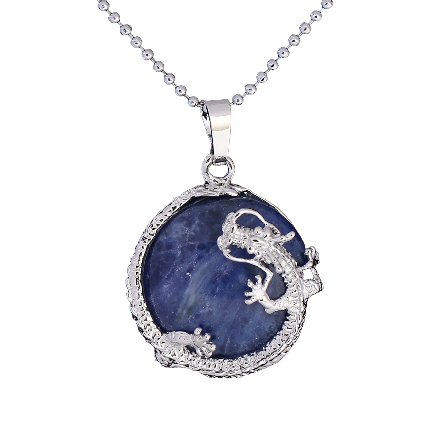 Chaîne et son Pendentif en Sodalite "Humilité & Courage" - Dragon