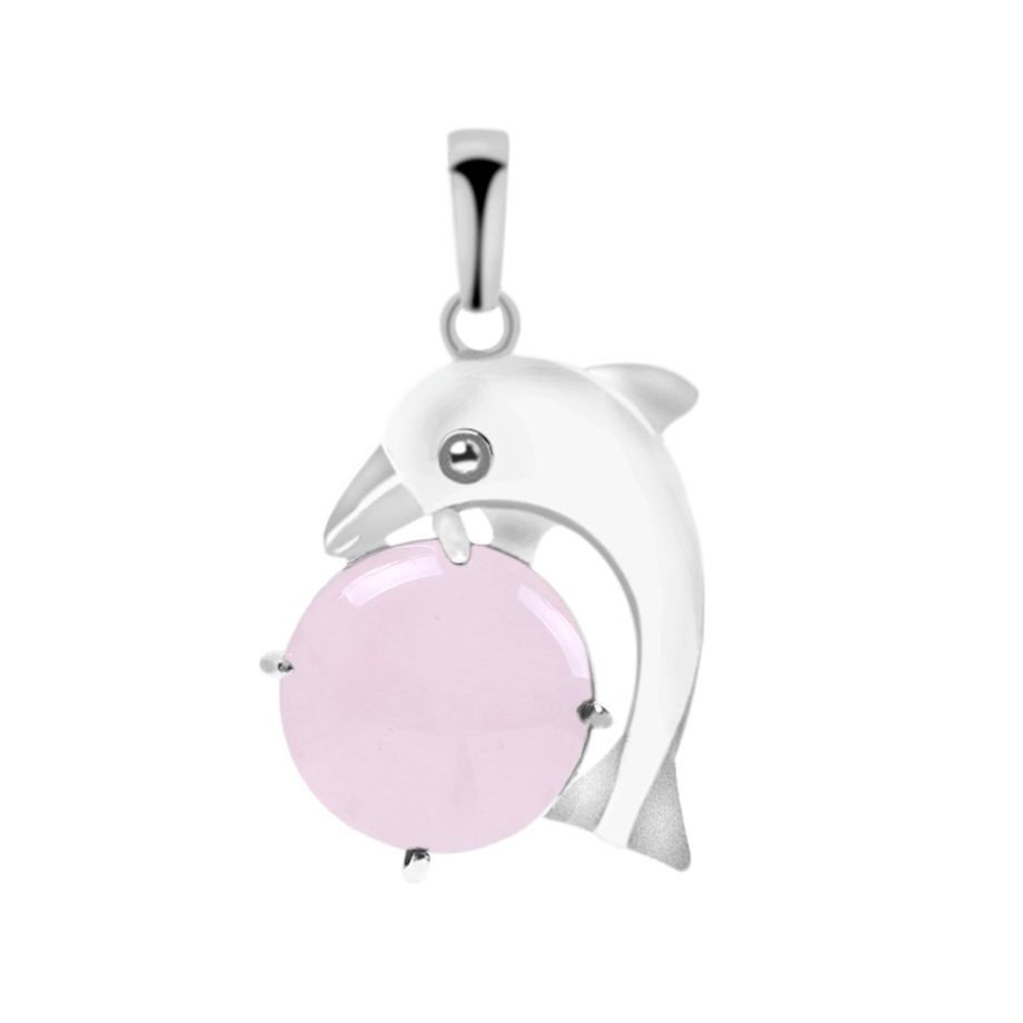 Pendentif Reiki en Quartz rose "Amour & Confiance en soi" - Dauphin