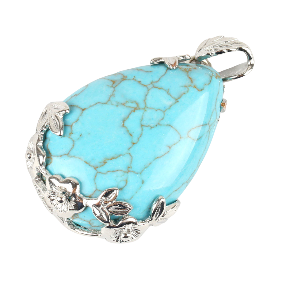 Pendentif Reiki en Turquoise "Stabilité & Empathie" - Goutte