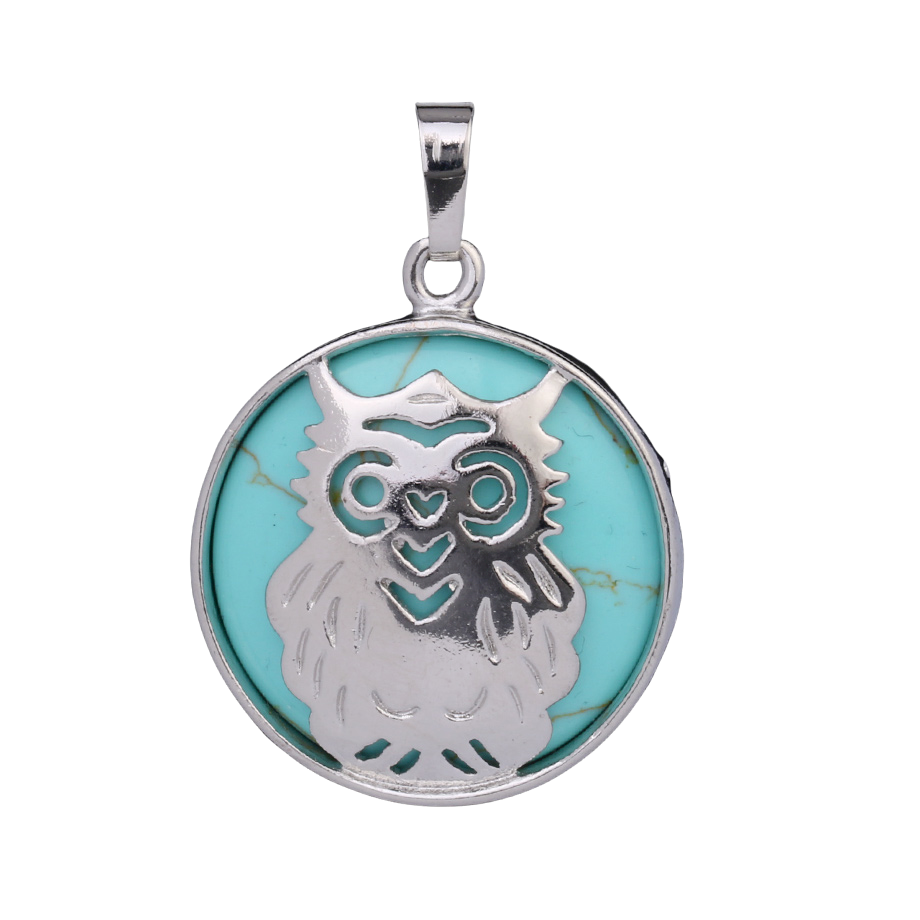 Pendentif Reiki en Turquoise "Stabilité & Empathie" - Chouette