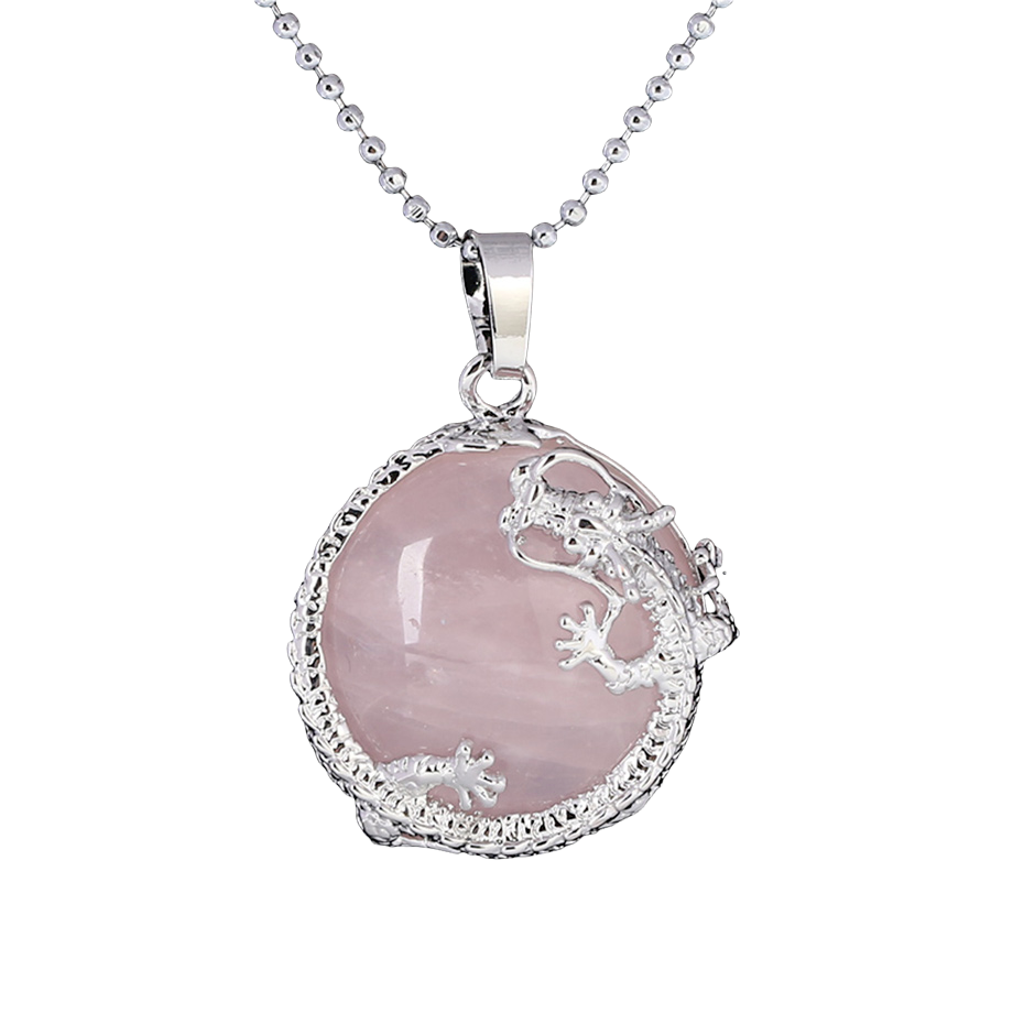 Chaîne et son Pendentif en Quartz rose "Amour & Confiance en soi" - Dragon