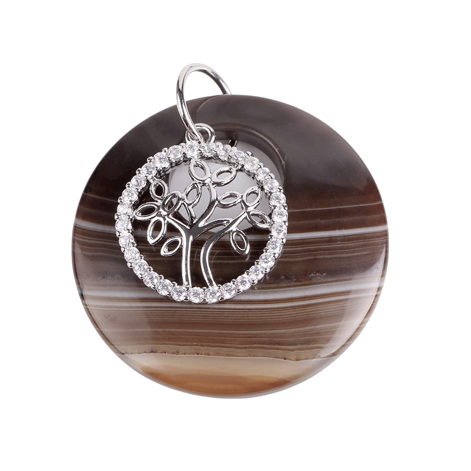 Pendentif en Agate "Ancrage & Equilibre" - Arbre de vie