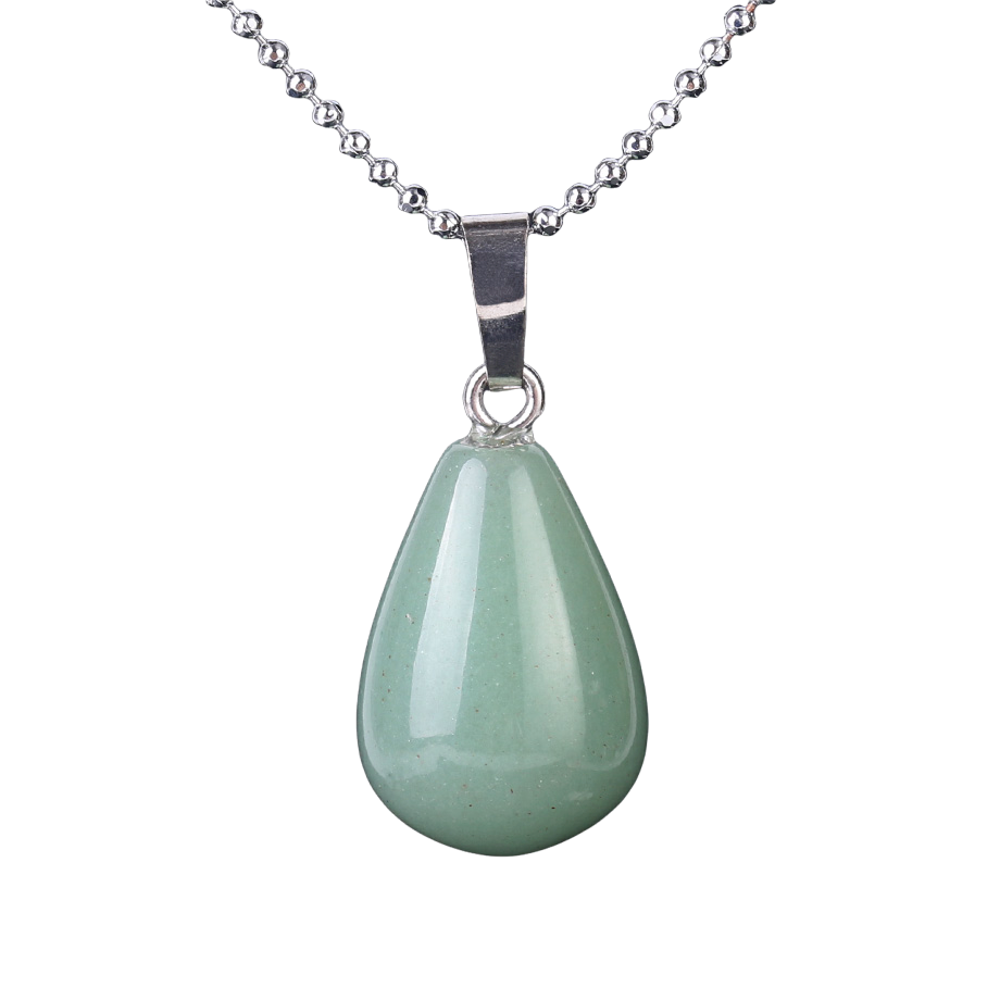 Chaîne et son Pendentif en Aventurine verte "Développement & Épanouissement" - Goutte