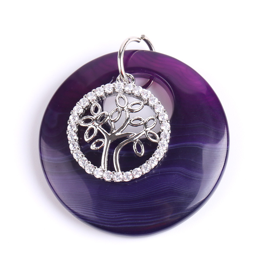 Pendentif en Agate "Ancrage & Equilibre" - Arbre de vie