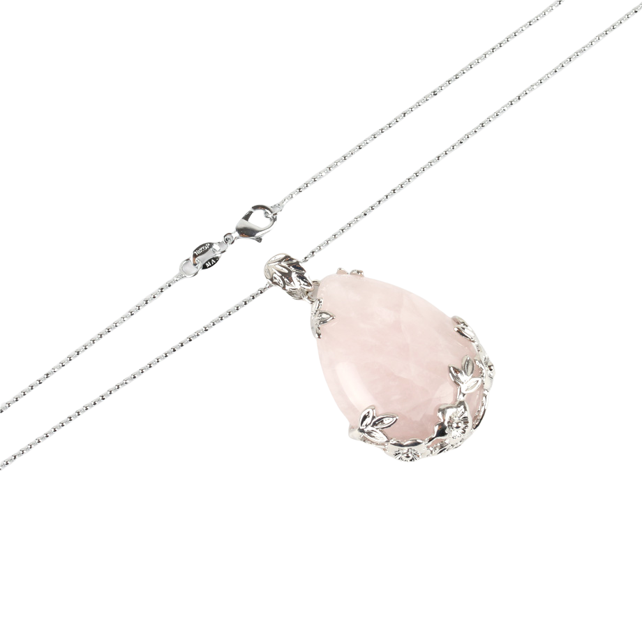 Chaîne et son Pendentif Reiki en Quartz rose "Amour & Confiance en soi" - Goutte