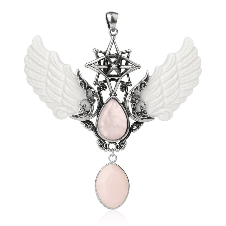 Pendentif en Quartz rose "Amour & Confiance en soi" - Ailes d'Ange