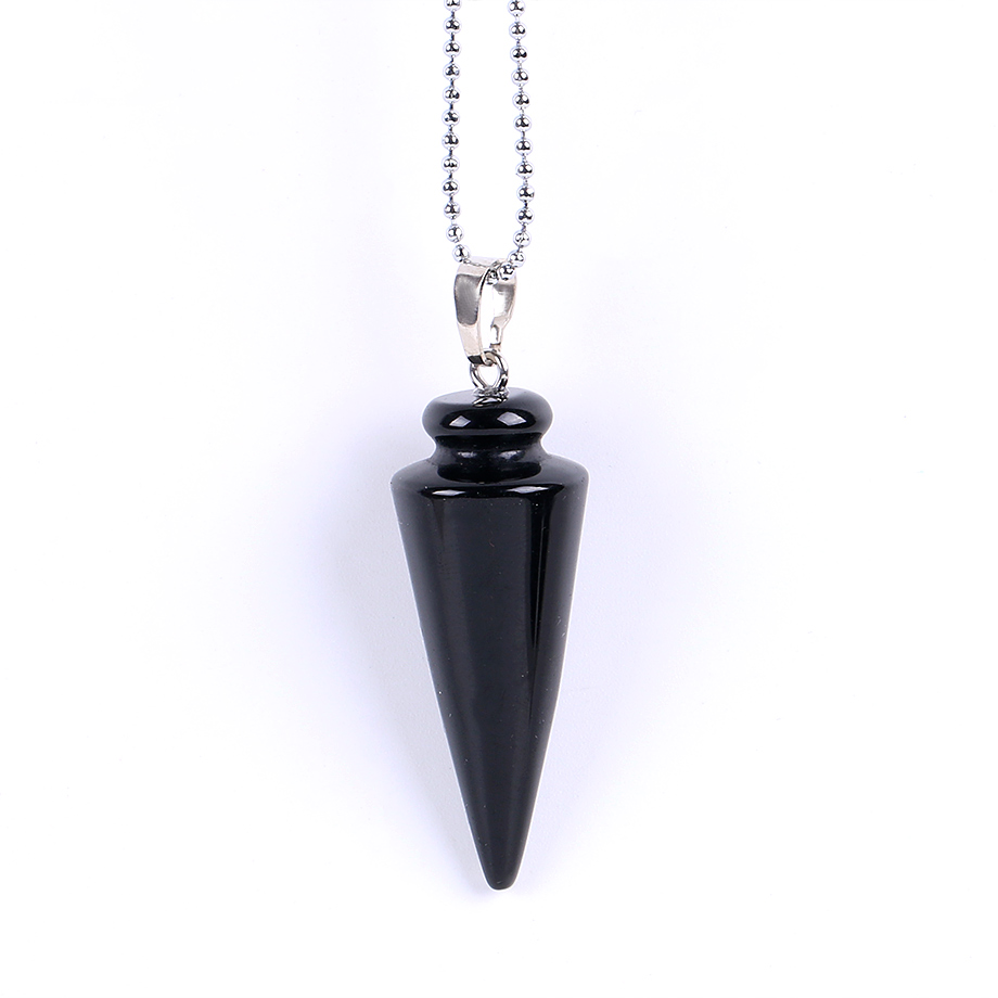 Chaîne et son Pendentif Reiki en Agate noire "Persévérance & Protection"