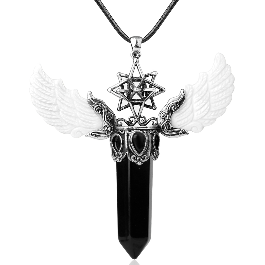 Cordon et son Pendentif en Onyx "Stabilité & Maîtrise de soi" - Ailes d'Ange