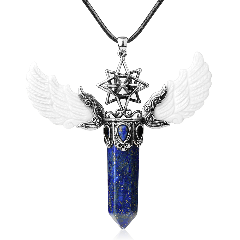 Cordon et son Pendentif en Lapis-Lazuli "Santé & Harmonie" - Ailes d'Ange