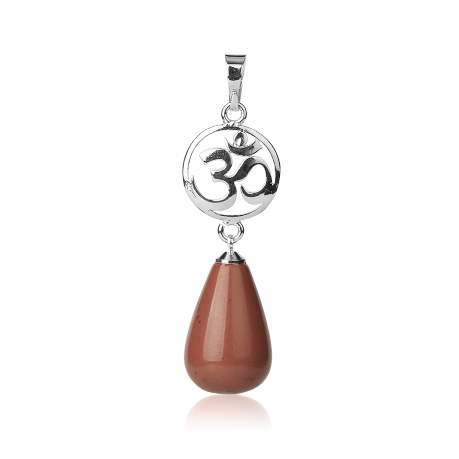 Pendentif en Jaspe rouge "Force & Spiritualité" - Goutte & Om