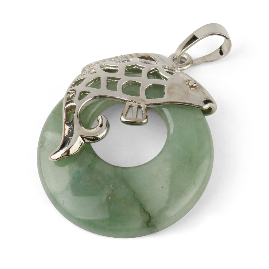 Pendentif Guérison en Aventurine verte "Développement & Épanouissement" - Poisson