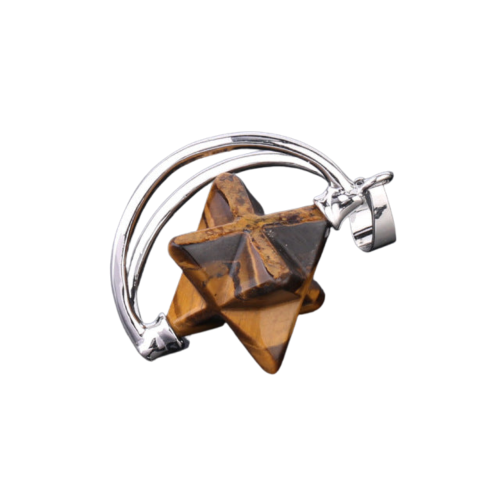 Pendentif Reiki en Oeil de tigre "Courage & Audace" - Merkaba