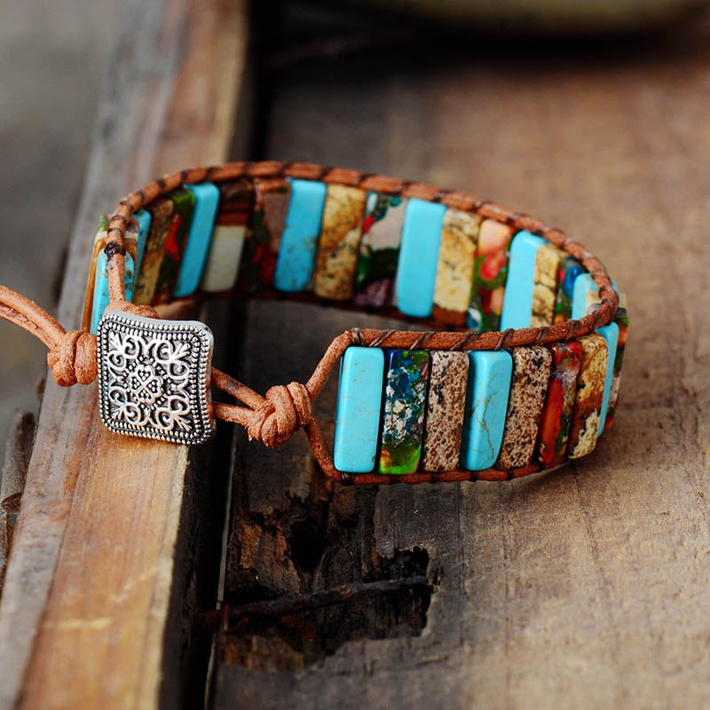 Bracelet Bohémien en Jaspe et Turquoise "Épanouissement & Estime de soi"