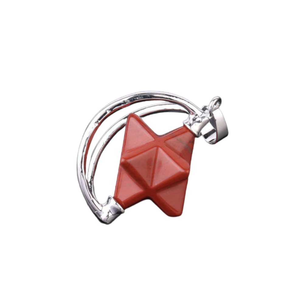 Pendentif Reiki en Jaspe rouge "Force & Spiritualité" - Merkaba