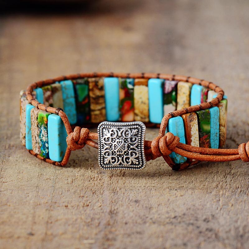 Bracelet Bohémien en Jaspe et Turquoise "Épanouissement & Estime de soi"