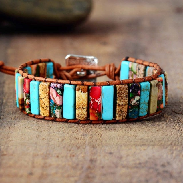 Bracelet Bohémien en Jaspe et Turquoise "Épanouissement & Estime de soi"