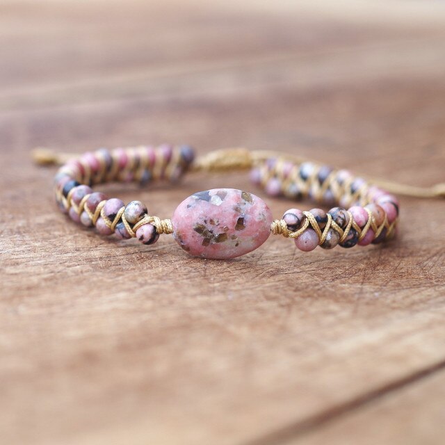 Bracelet Yoga en Rhodonite "Amour & Bienveillance"