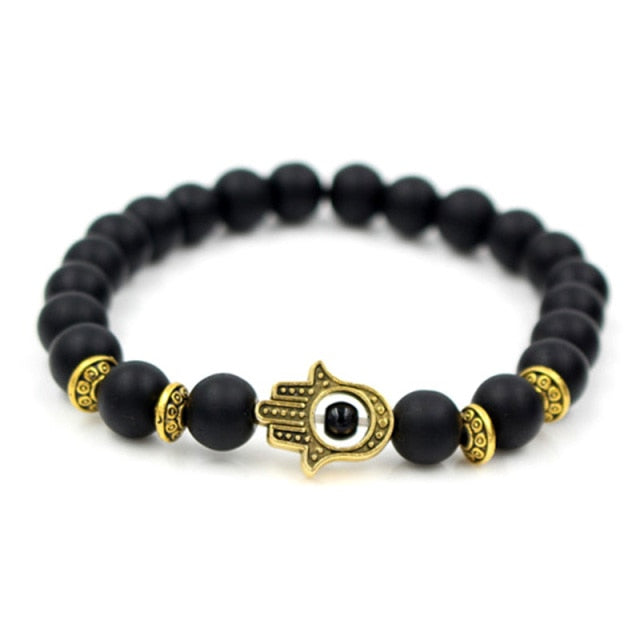 Bracelet en Onyx "Stabilité & Maîtrise de soi" - Main de Fatma