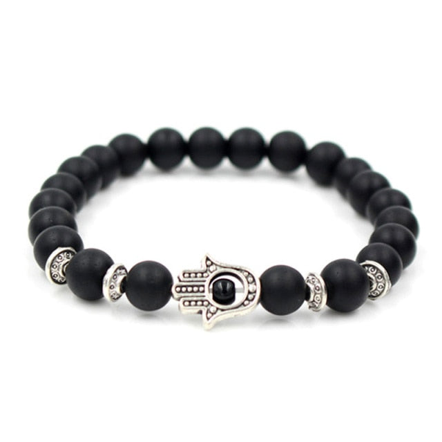 Bracelet en Onyx "Stabilité & Maîtrise de soi" - Main de Fatma