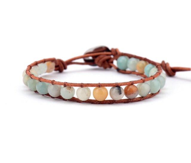 Bracelet Bohémien en Amazonite "Paix & Courage"