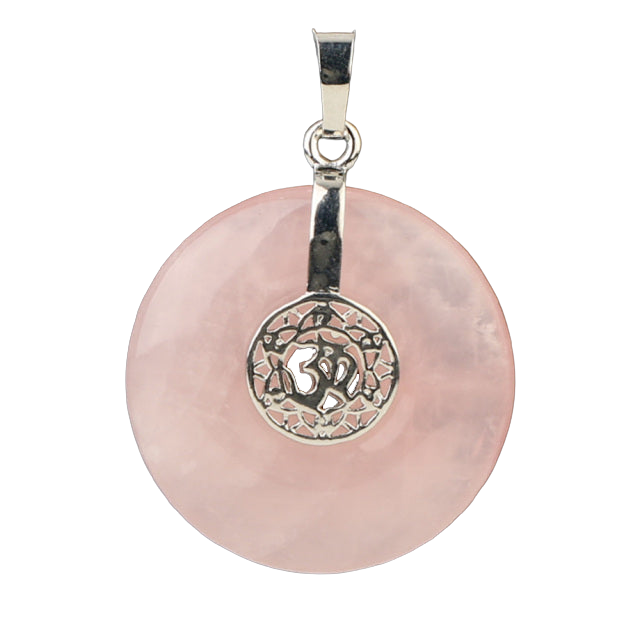 Pendentif Méditation en Quartz rose "Amour & Confiance en soi" - Om