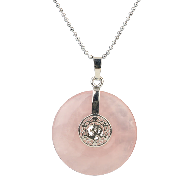 Chaîne et son Pendentif Guérison en Quartz rose "Amour & Confiance en soi" - Om