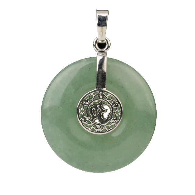 Pendentif Méditation en Aventurine verte "Développement & Épanouissement" - Om