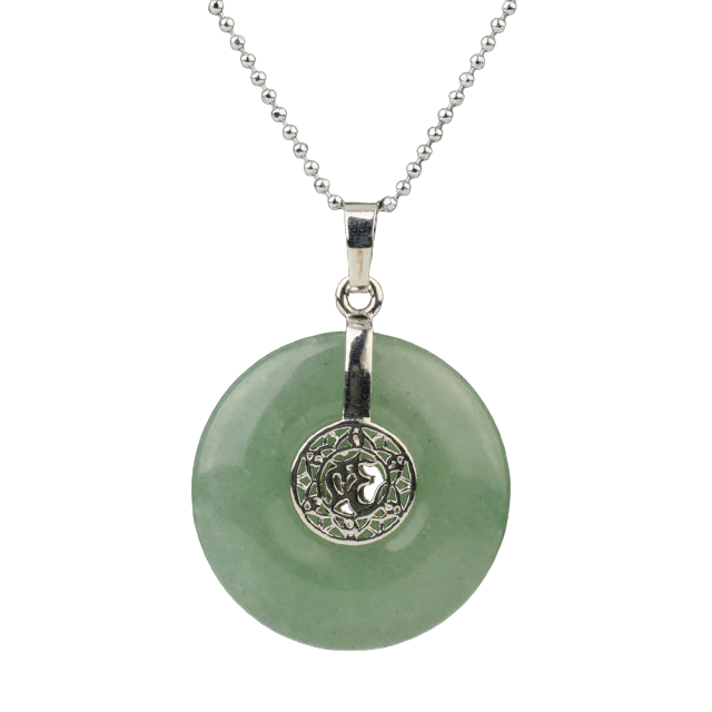 Chaîne et son Pendentif Yoga en Aventurine "Chance & Fortune" - Om