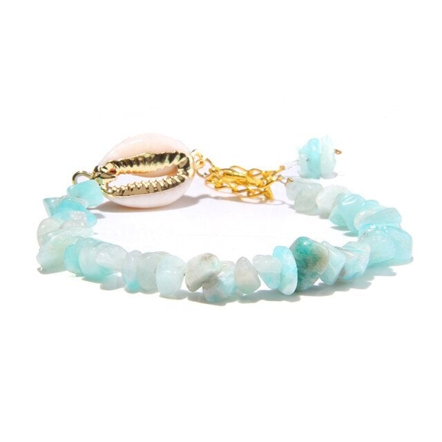 Bracelet Baroque en Amazonite "Paix & Courage" - Coquillage