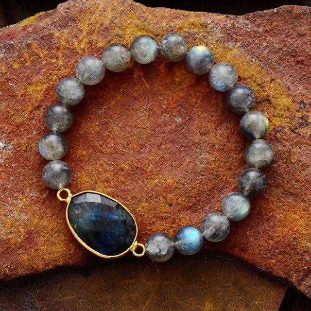 Bracelet en Labradorite "Protection & Développement" - Cabochon