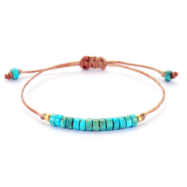 Bracelet Bohémien en Turquoise bleue "Sérénité & Bien être"