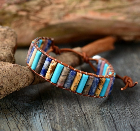 Bracelet Bohémien en Jaspe et Turquoise bleue "Épanouissement & Estime de soi"