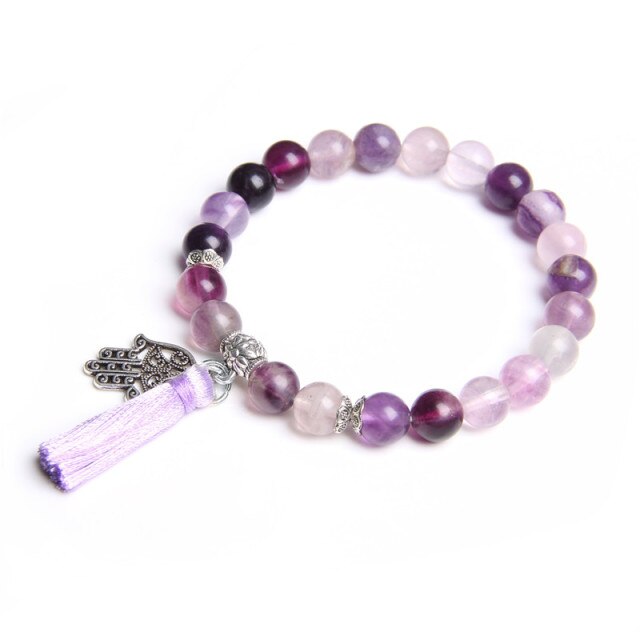 Bracelet en Fluorite "Stabilité & Clairvoyance" - Main de Fatma