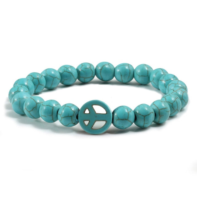 Bracelet en Turquoise bleue "Sérénité & Bien être" - Symbole de paix