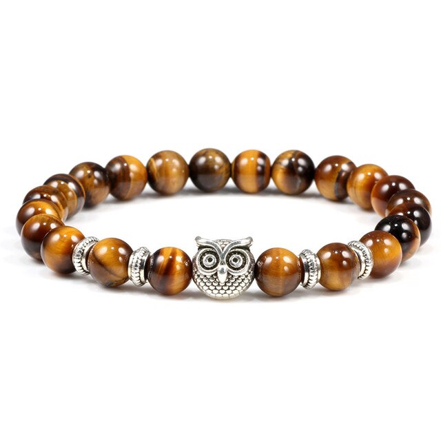 Bracelet Yoga en Oeil de tigre "Courage & Audace" - Chouette